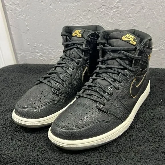 🔥🏀 NIKE AIR JORDAN 1 City Of Flight Sz 10.5Black/Gold Basketball Shoes - EUC